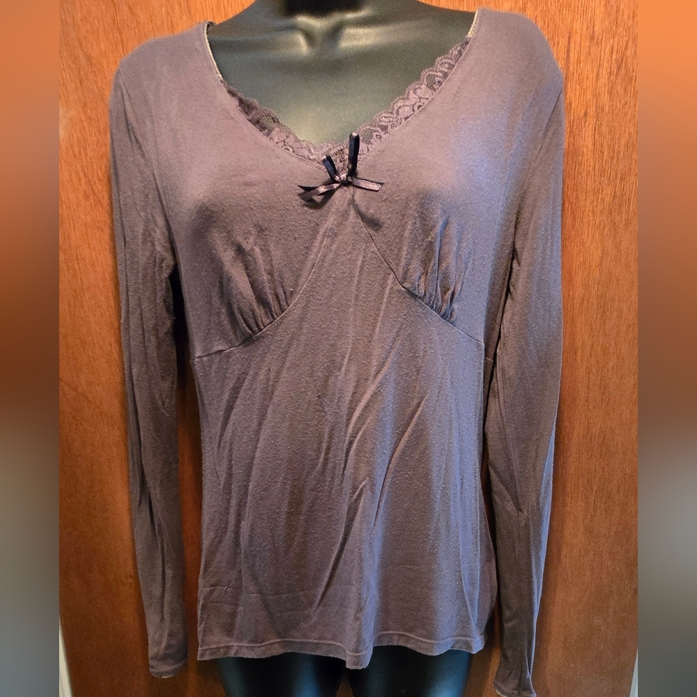 Apt 9 Comfy Long Sleeve Purple/gray Pajama Top SzM - Picture 2 of 7